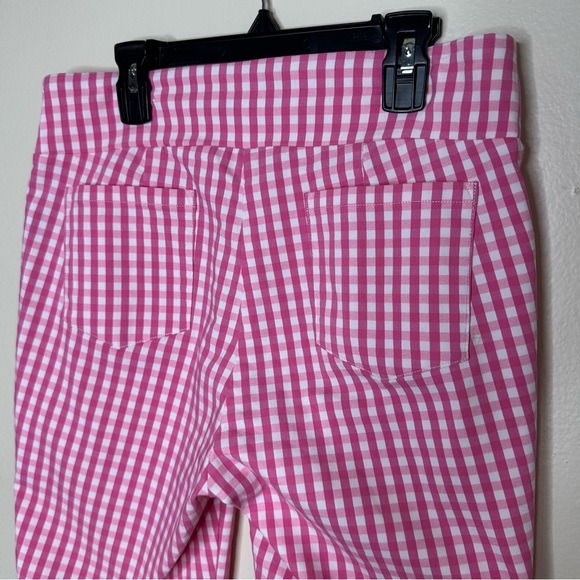 J. McLaughlin Pink Gingham Checkered Pants Cropped Pull On Stretchy size 8 - Picture 7 of 9